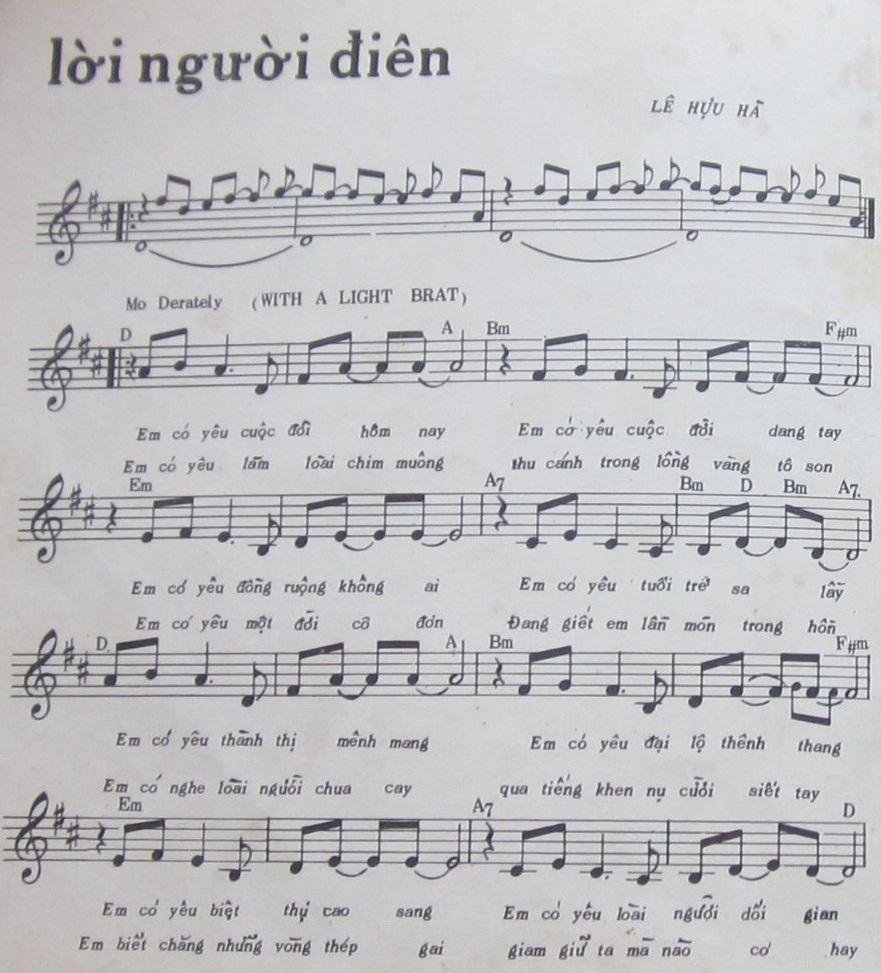 Sheet nhạc Lời Người Điên